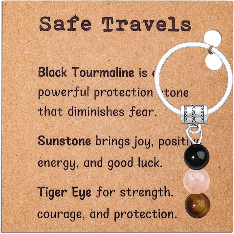 Natural Crystal Keychain for Women, Healing Stones for Travel Anxiety 