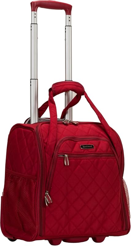 Rockland Melrose Upright Wheeled Underseater Carry-On Luggage in Red f