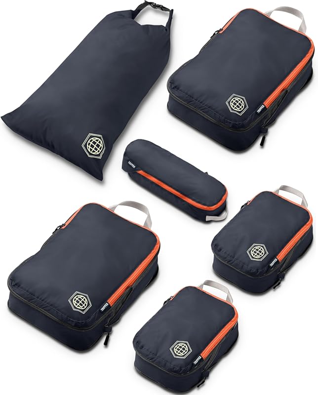 TRIPPED Travel Gear Ultralight Compression Packing Cubes with Ripstop Fabric for Organized Carry-On Luggage and Backpacks