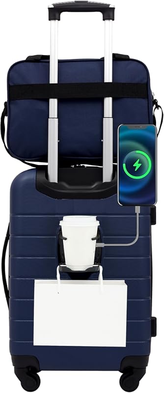 Wrangler Smart Spinner Hardside Luggage Set, Durable 2-Piece Expandabl