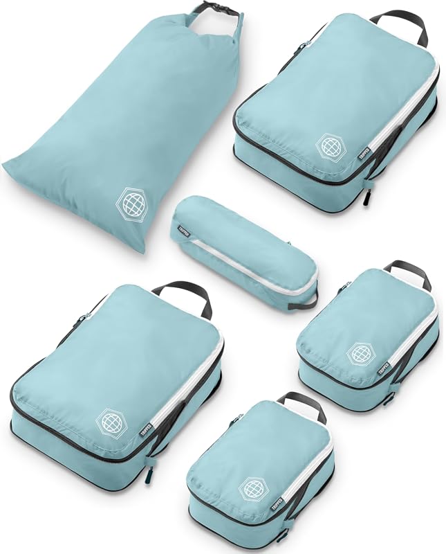 TRIPPED Travel Gear Compression Packing Cubes 6-Pack for Organized Car
