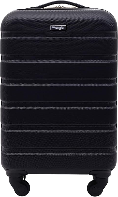 Wrangler 20 Inch Hardside Spinner Carry-On Luggage in Black, Durable L