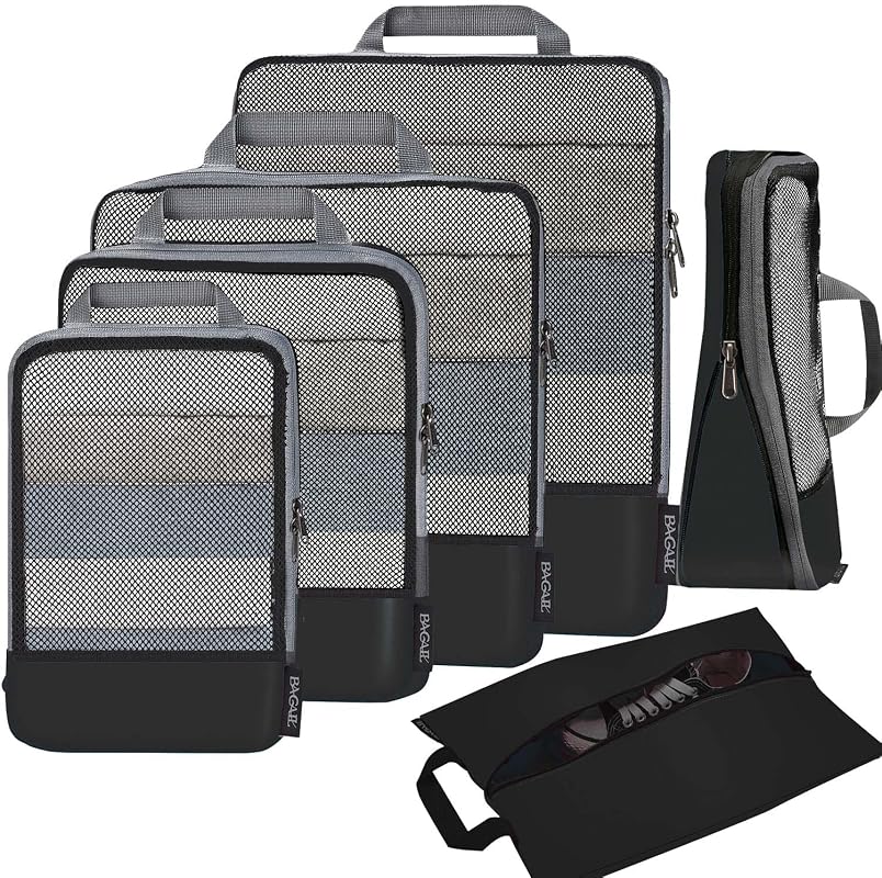BAGAIL Expandable Compression Packing Cubes Set, Durable Half-Mesh Tra