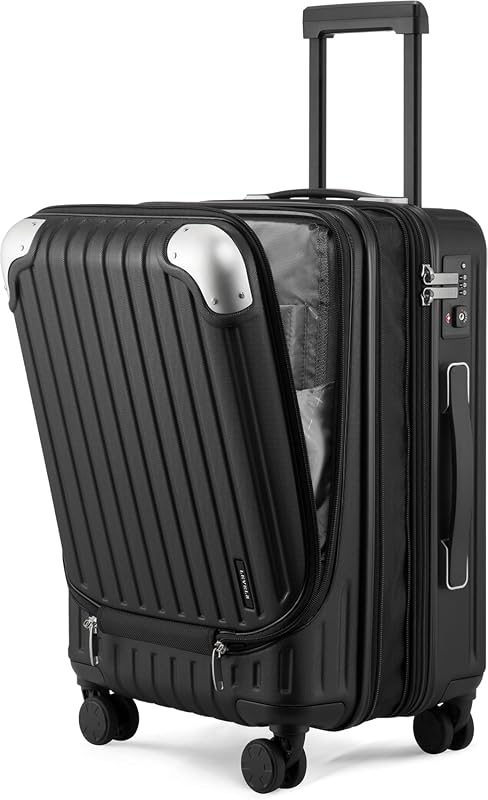 LEVEL8 Grace Hard Shell 20 Inch Expandable Carry On Luggage with Front