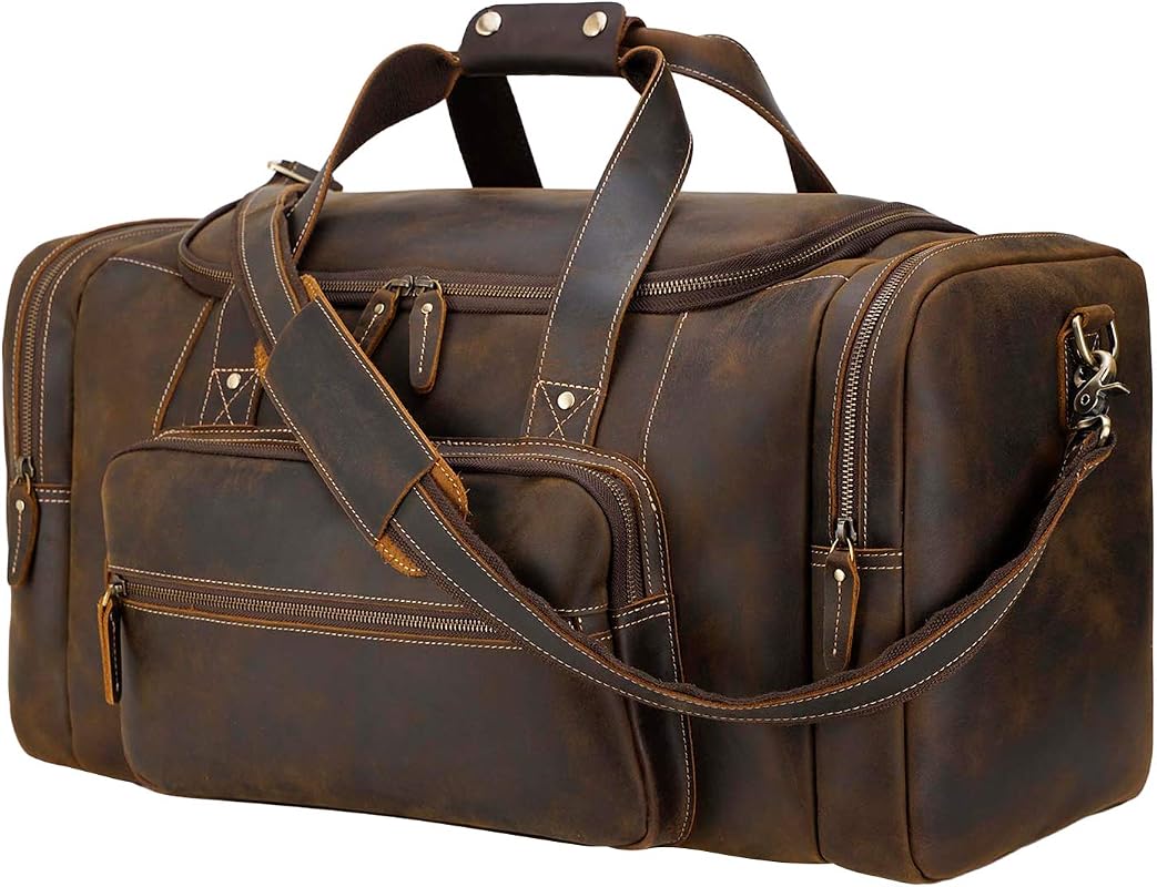 Polare 23-Inch Full Grain Cowhide Leather Gym Duffle Bag