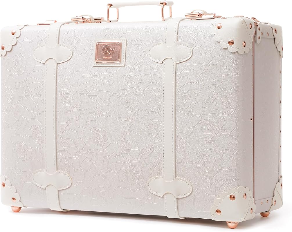 Urecity Vintage Leather Mini Trunk Carry-on Overnight Case with Should