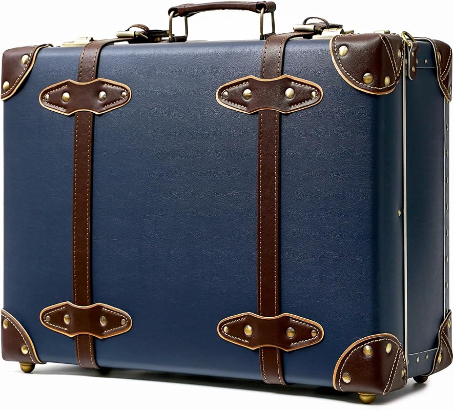 Urecity Vintage Leather Mini Trunk Carry-on Overnight Case with Should