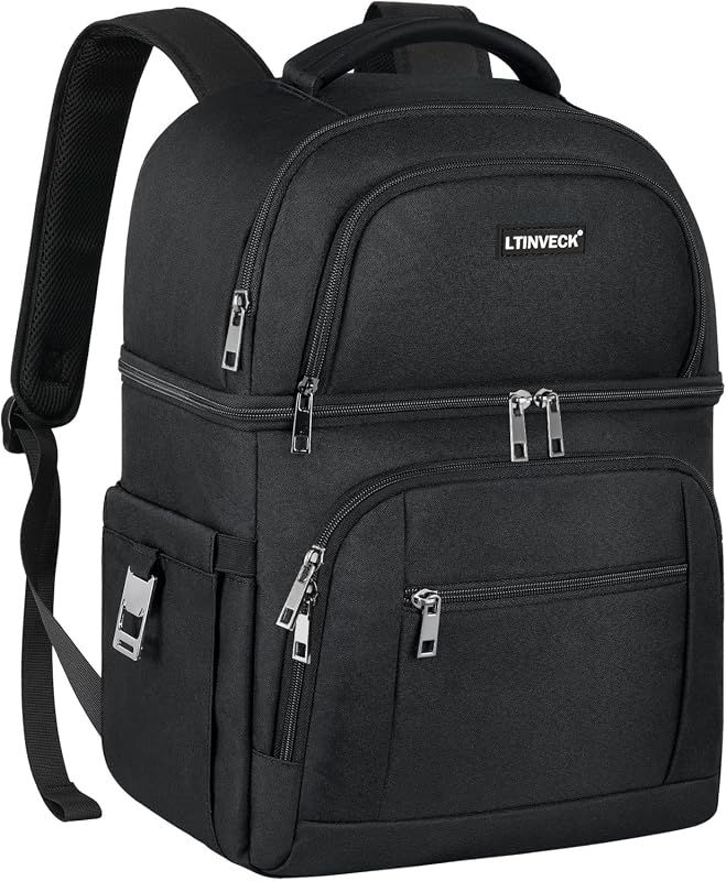 Insulated Leakproof Cooler Backpack, Large Capacity Double Deck Lunch 