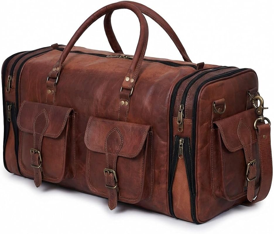 Handmade 24-Inch Genuine Leather Vintage Duffle Bag