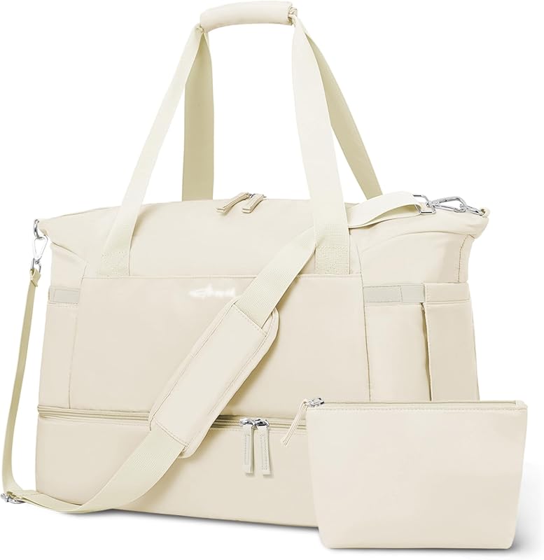 Gym and Travel Duffel Bag for Women with Shoe Compartment, Wet Pocket,