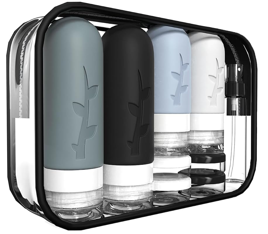 18-Pack TSA Approved Silicone Travel Bottles, Leak-Proof Refillable Co