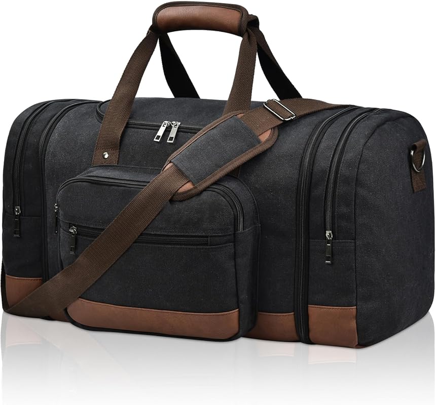 Litvyak 50L Expandable Canvas Travel Duffel Bag, Large Capacity Overni