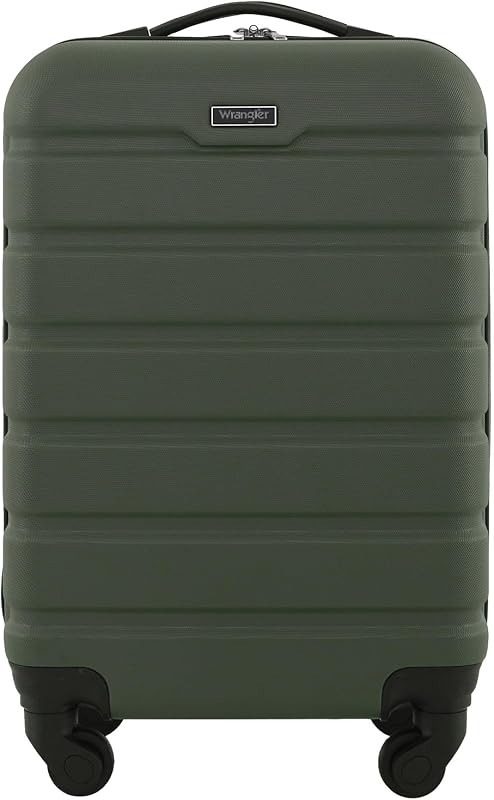 Wrangler 22 Inch Hardside Spinner Carry-On Luggage in Olive, Durable L