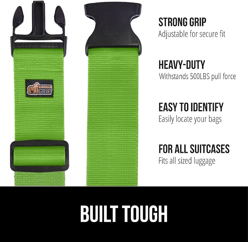 Gorilla Grip Heavy Duty Adjustable Luggage Straps for Suitcases, Secur