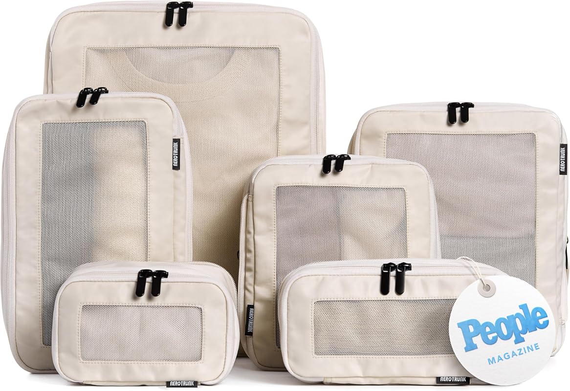 Space-Saving Compression Packing Cubes 6-Piece Set for Travel, Efficie