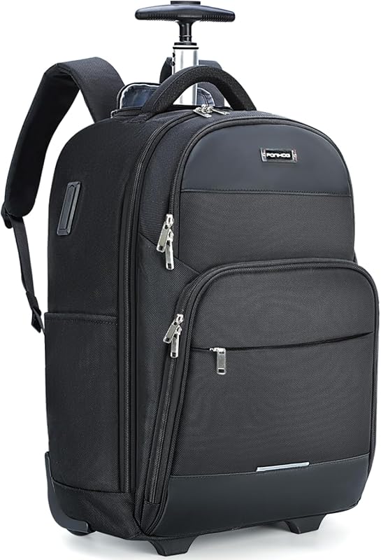 Ponhog 30L Rolling Laptop Backpack with USB Charging Port, 15.6 Inch W