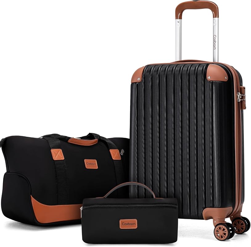 Cosbarn 3-Piece Carry On Luggage Set with TSA Lock, Lightweight ABS Su