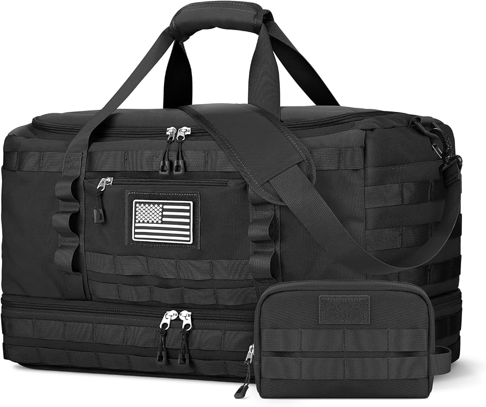 Airline Approved 22x14x9 Tactical Carry On Gym Duffle Bag with Shoe Co