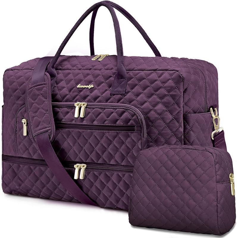 Spacious Weekender Travel Duffle Bag for Women with Shoe Compartment, 