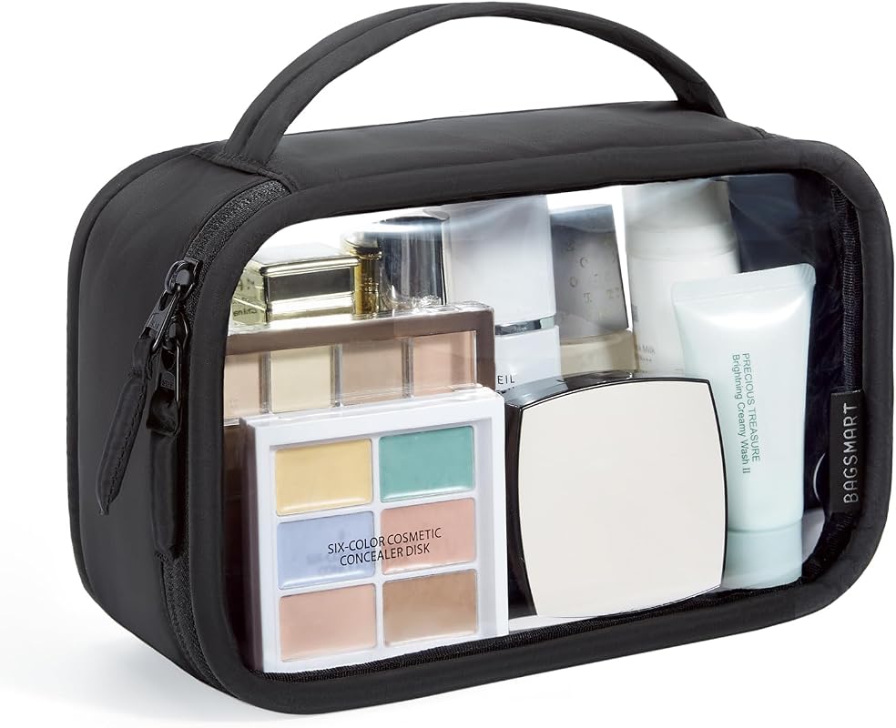 BAGSMART TSA Approved Clear Travel Toiletry Bag, Large Capacity Makeup
