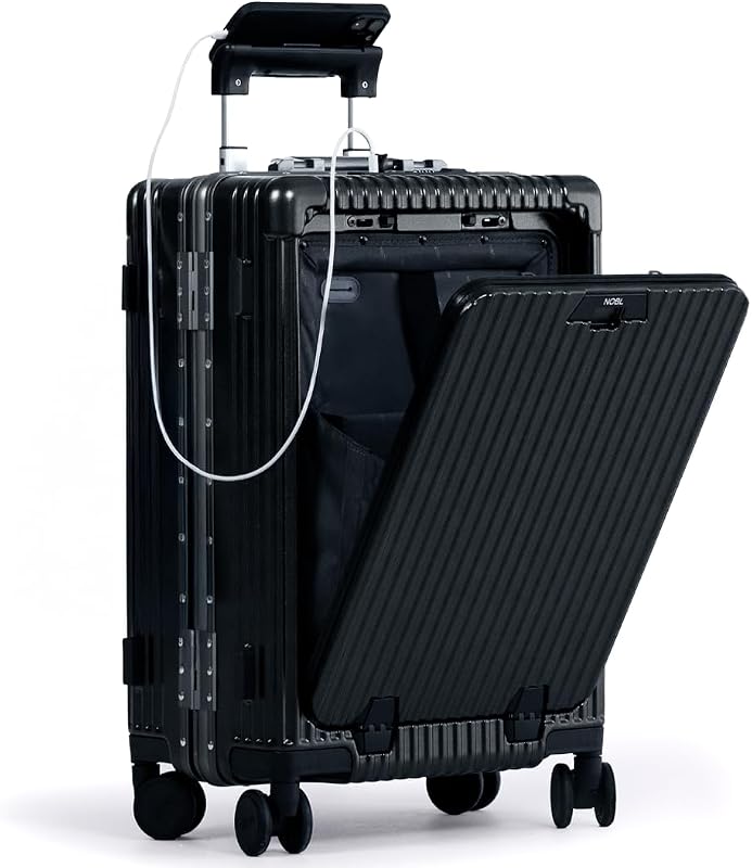 Nobl Aluminum Frame Carry-On Luggage, Zipperless TSA Spinner Suitcase 