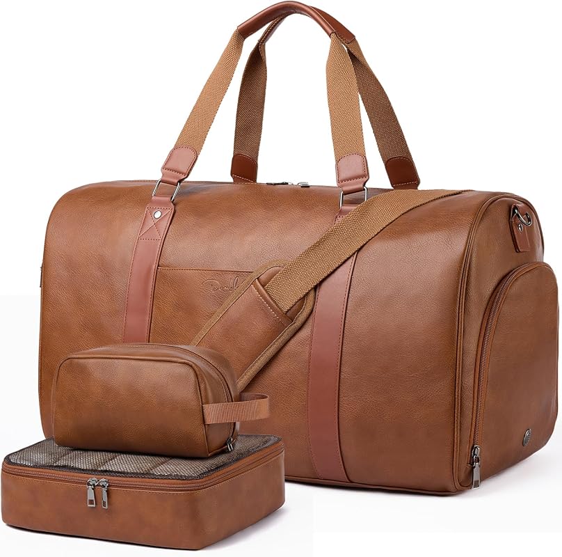 Large 3-in-1 Leather Travel Duffle Bag