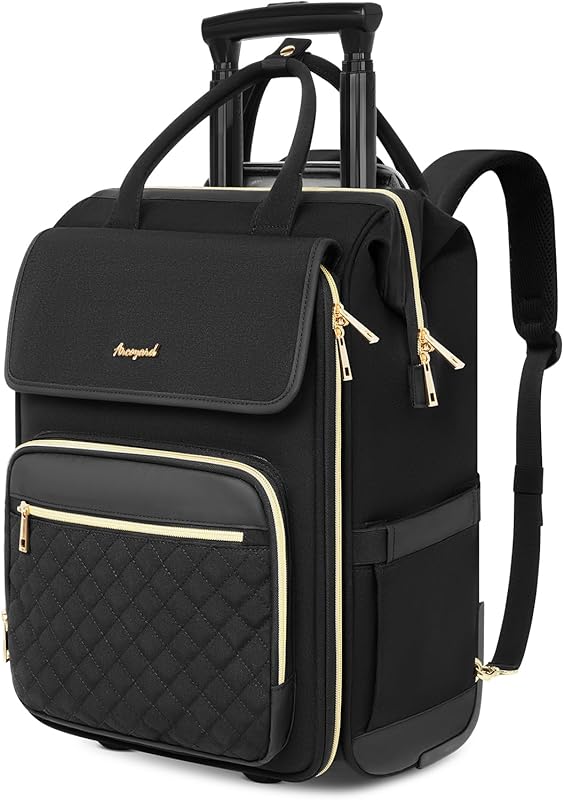 Arcoyard Rolling Backpack for Women, Water-Resistant 2-in-1 Travel Lap