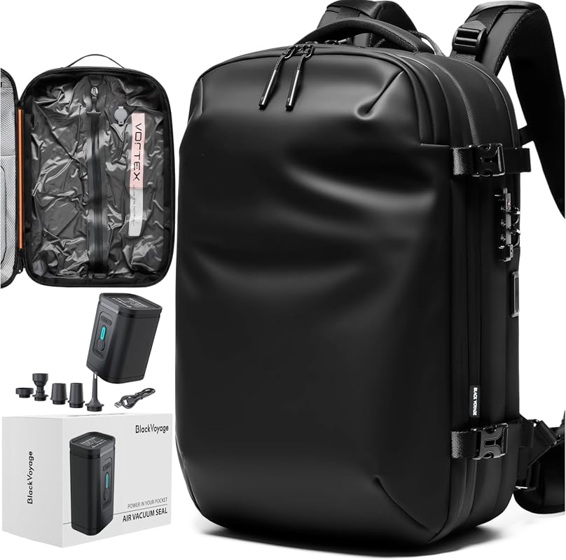 Voyage Vortex 60L Expandable Vacuum Seal Travel Backpack with Pump, TS