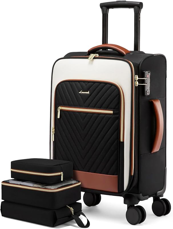 LOVEVOOK 20 Inch Softside Carry-On Luggage, Airline Approved Spinner S
