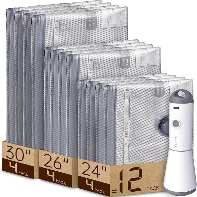Vacbird 12-Pack Travel Vacuum Seal Bags with Powerful Rechargeable Pum