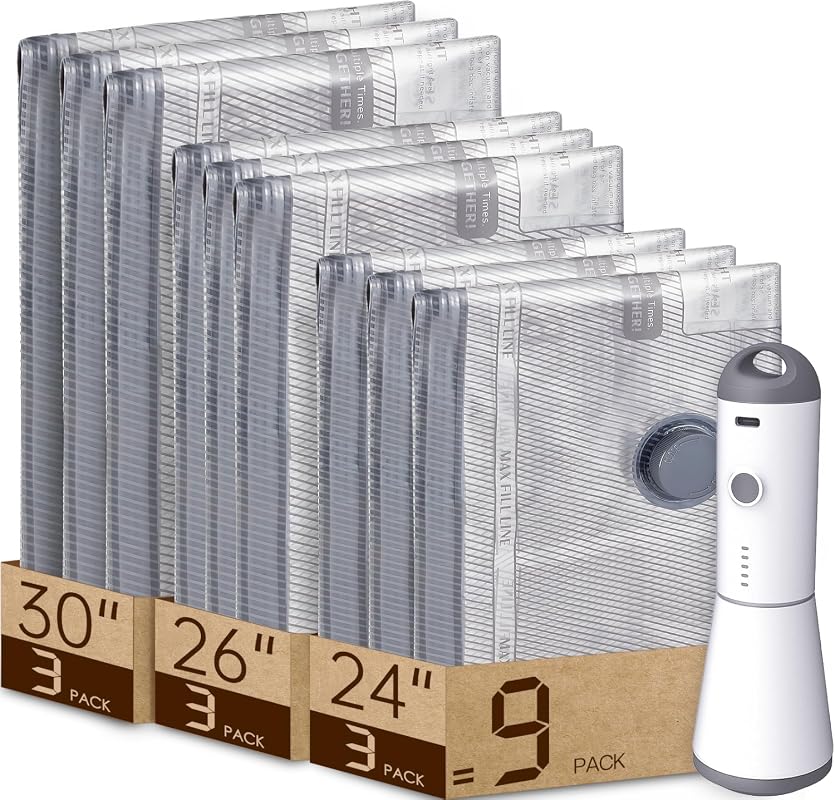 Vacbird Travel Vacuum Storage Bags with Rechargeable Pump for Efficien