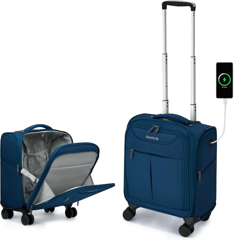 Hanke 16 Inch Underseat Carry-On Luggage, Lightweight Personal Item Tr