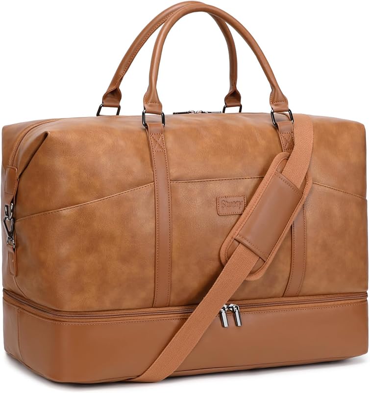 Large Faux Leather Weekender Bag for Women