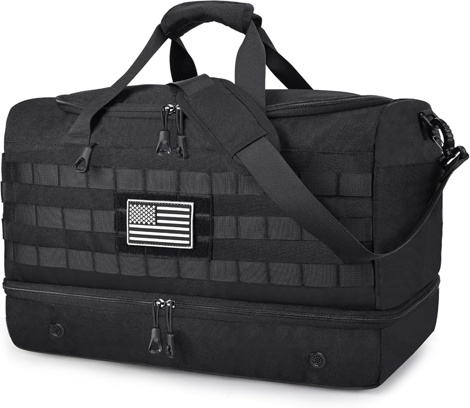 MOZETO 45L Tactical Carry On Duffle Bag with Wet and Shoe Compartment 