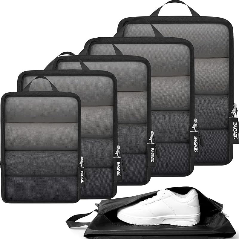 BAGAIL 6-Piece Ultralight Compression Packing Cubes, Expandable Travel