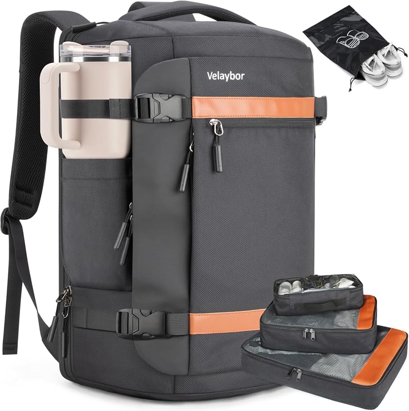 42L Carry On Travel Backpack with 4 Packing Cubes, TSA Friendly, Fligh