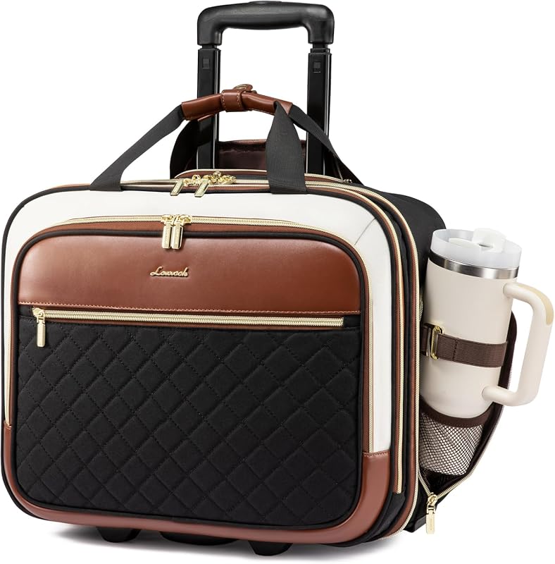 LOVEVOOK Rolling Laptop Bag, 17.3-Inch Underseat Carry-On Briefcase wi