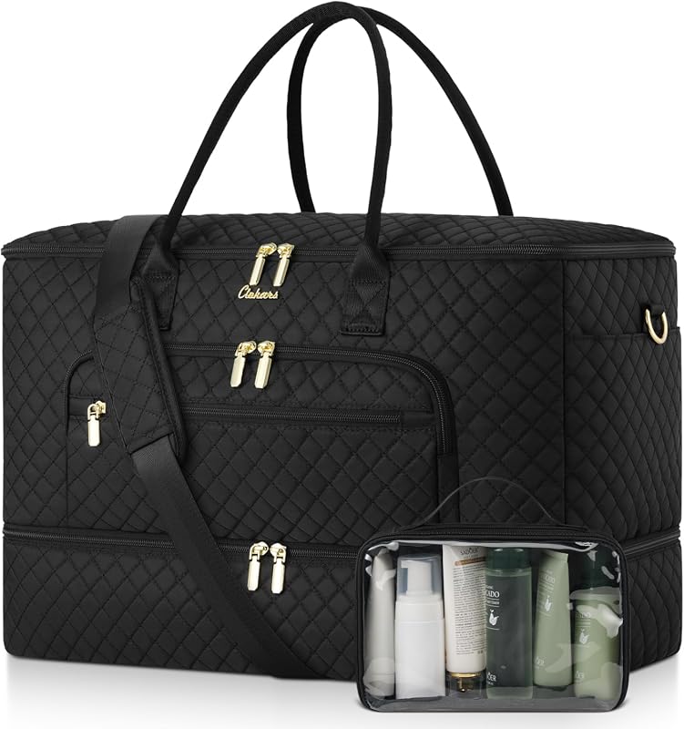 Large Travel Duffle Bag for Women with Shoe Compartment and Toiletry B