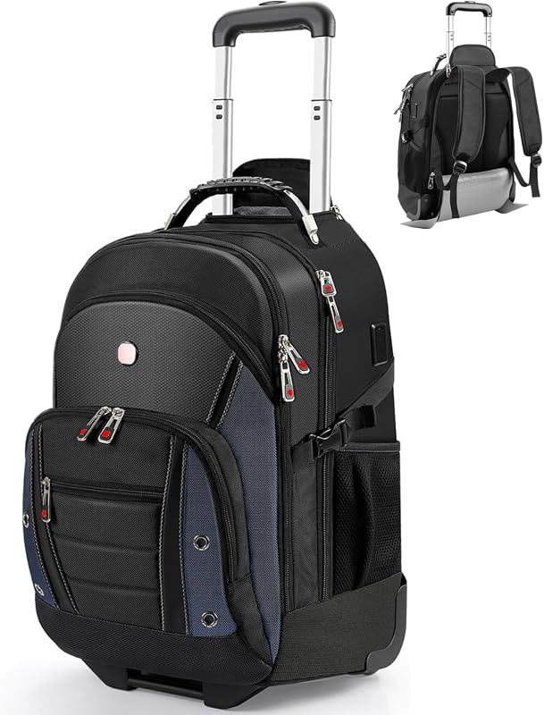 Star Cloud Rolling Laptop Backpack with USB Charging Port, Water Resis