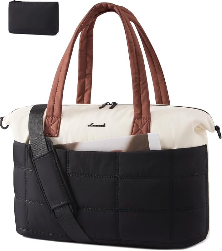 LOVEVOOK 36L Puffer Gym Bag for Women and Men with Laptop Compartment,