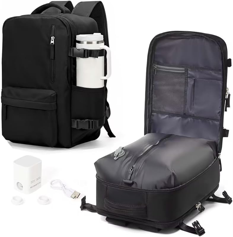 WONHOX Vacuum Seal Travel Backpack with Air Pump, Expandable Flight Ap