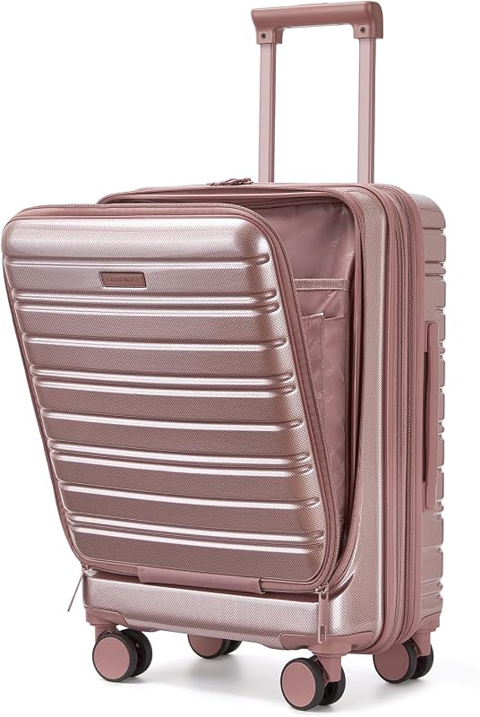 LARVENDER 20-Inch Expandable Carry-On Luggage with Front Pocket, Spinn