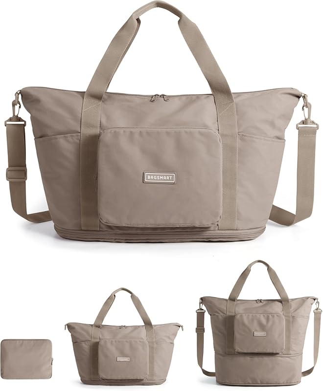 BAGSMART 37L Foldable Expandable Travel Bag, Durable Personal Item Lug