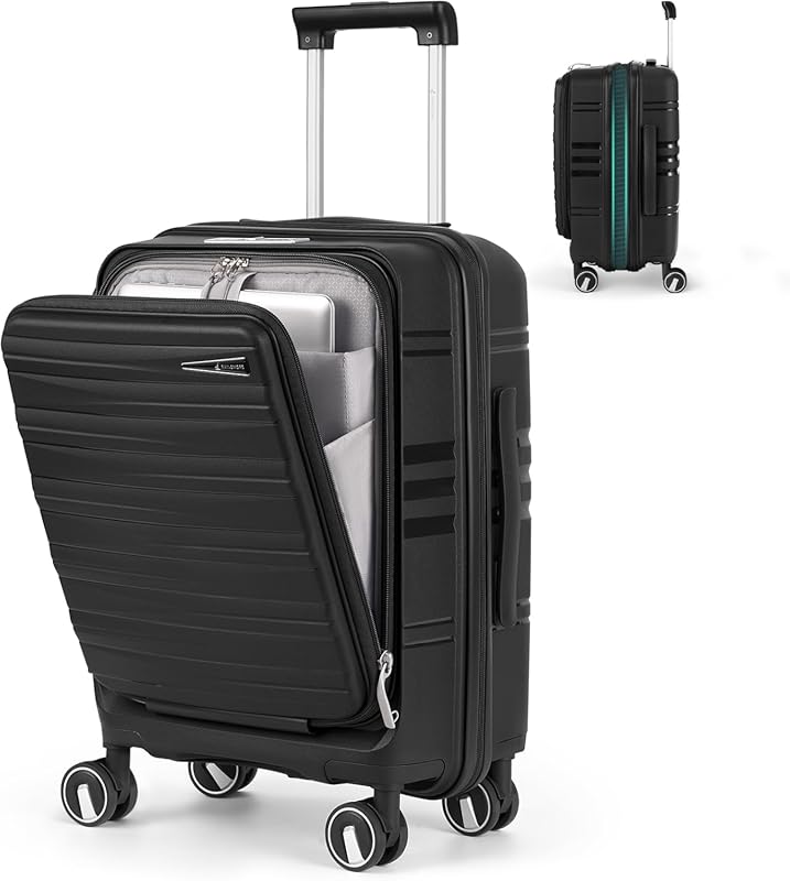 RAINSMORE 20 Inch Expandable Carry On Luggage with Front Laptop Compar