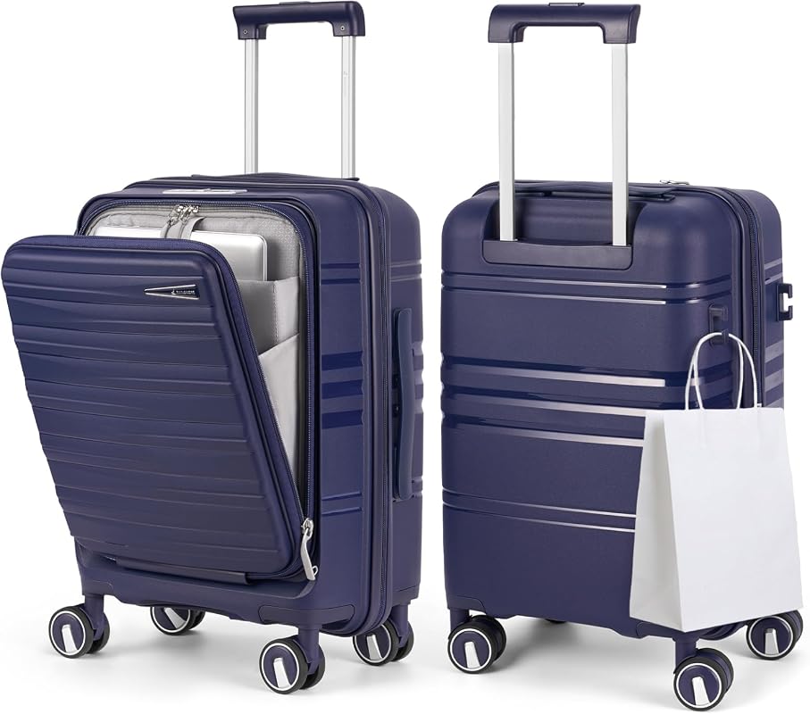 RAINSMORE 20-Inch Expandable Carry-On Luggage, Hardshell Suitcase with