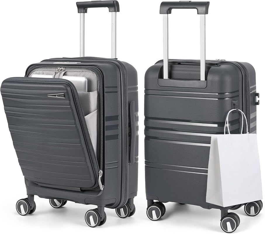 RAINSMORE 20 Inch Expandable Carry On Luggage with Laptop Compartment,