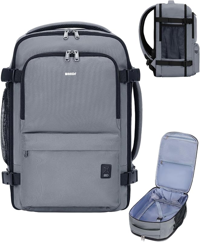 WANDF Personal Item Travel Backpack, Lightweight Carry On Bag with 17 