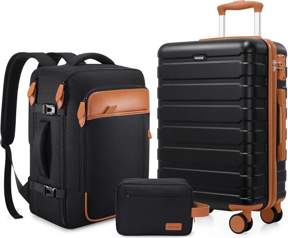 3-Piece Airline Approved Carry-On Luggage Set with TSA Lock, YKK Zippe