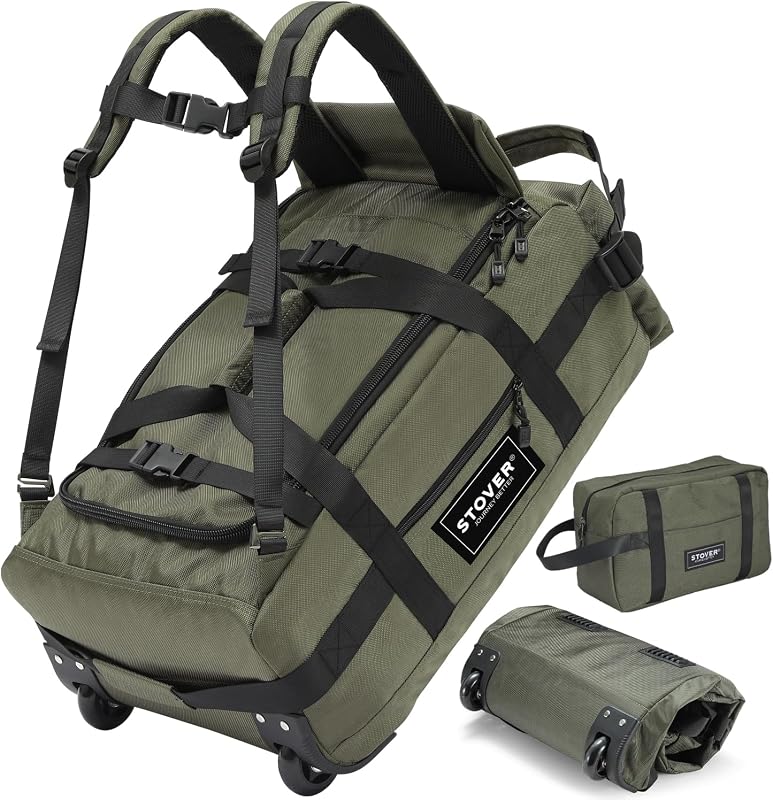 45/100L Rolling Duffel Bag with Wheels, Convertible Travel Duffle Back