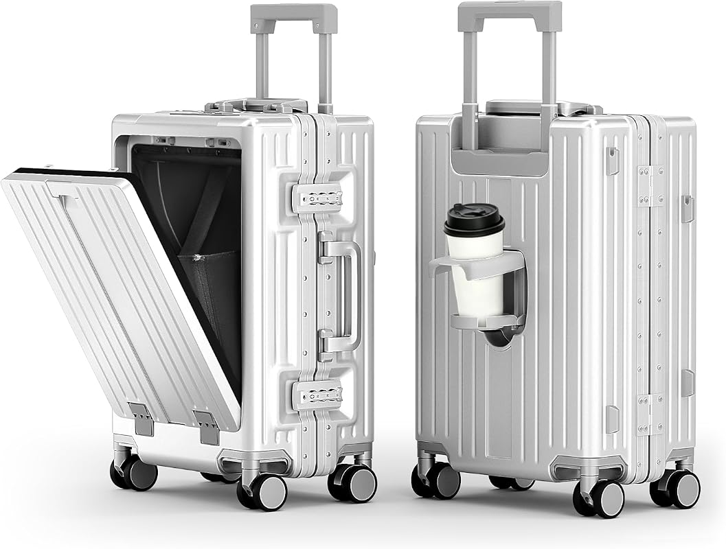 ALPHA CAMP 20-Inch Aluminum Frame Carry-On Luggage with Quick-Access F